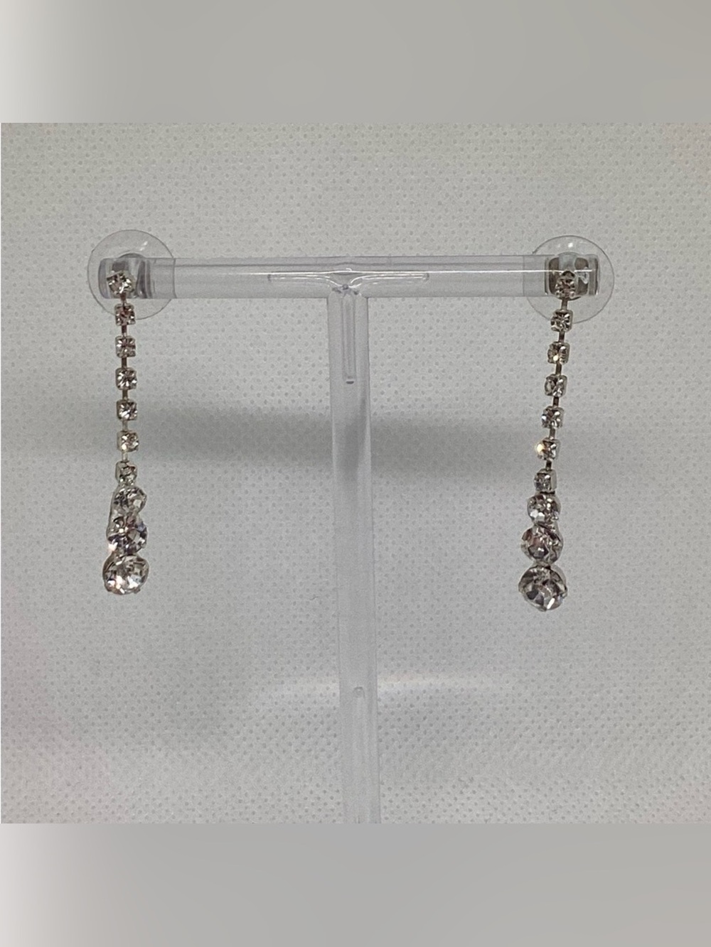 Elegant Silver tone Rhinestone Dangle Earrings